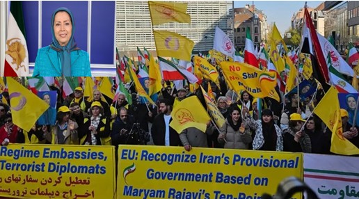 تظاهرات ایرانیان در بروکسل درمقابل مقر اتحادیه اروپا و پیام خانم رجوی  - ۲۸ اسفند ۱۴۰۴